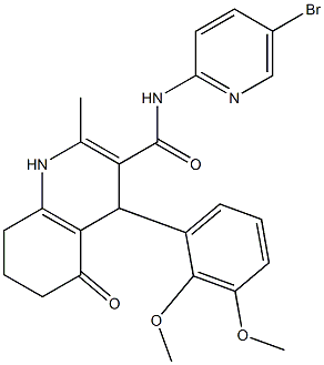 N-(5-bromopyridin-2-yl)-4-(2,3-dimethoxyphenyl)-2-methyl-5-oxo-1,4,5,6,7,8-hexahydroquinoline-3-carboxamide 구조식 이미지