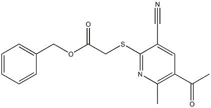 benzyl [(5-acetyl-3-cyano-6-methyl-2-pyridinyl)sulfanyl]acetate 구조식 이미지