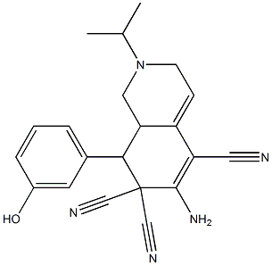 6-amino-8-(3-hydroxyphenyl)-2-isopropyl-2,3,8,8a-tetrahydro-5,7,7(1H)-isoquinolinetricarbonitrile Structure