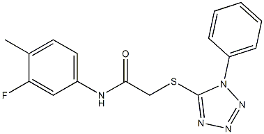 N-(3-fluoro-4-methylphenyl)-2-[(1-phenyl-1H-tetraazol-5-yl)sulfanyl]acetamide 구조식 이미지