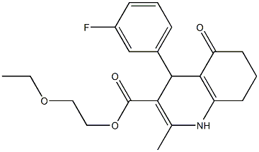2-ethoxyethyl 4-(3-fluorophenyl)-2-methyl-5-oxo-1,4,5,6,7,8-hexahydro-3-quinolinecarboxylate 구조식 이미지