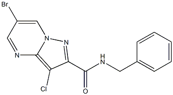 6-bromo-3-chloro-N-(phenylmethyl)pyrazolo[1,5-a]pyrimidine-2-carboxamide Structure
