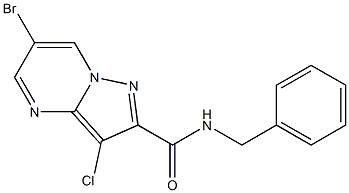 6-bromo-3-chloro-N-(phenylmethyl)pyrazolo[1,5-a]pyrimidine-2-carboxamide 구조식 이미지