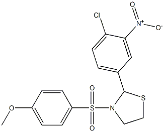 2-{4-chloro-3-nitrophenyl}-3-[(4-methoxyphenyl)sulfonyl]-1,3-thiazolidine Structure