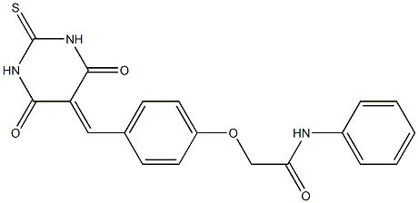 2-{4-[(4,6-dioxo-2-thioxotetrahydro-5(2H)-pyrimidinylidene)methyl]phenoxy}-N-phenylacetamide 구조식 이미지