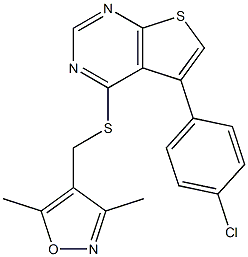 5-(4-chlorophenyl)-4-{[(3,5-dimethylisoxazol-4-yl)methyl]sulfanyl}thieno[2,3-d]pyrimidine 구조식 이미지