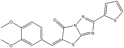 5-(3,4-dimethoxybenzylidene)-2-(2-thienyl)[1,3]thiazolo[3,2-b][1,2,4]triazol-6(5H)-one 구조식 이미지