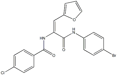 N-[1-[(4-bromoanilino)carbonyl]-2-(2-furyl)vinyl]-4-chlorobenzamide 구조식 이미지