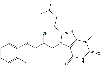 7-[2-hydroxy-3-(2-methylphenoxy)propyl]-8-(isobutylthio)-3-methyl-3,7-dihydro-1H-purine-2,6-dione Structure