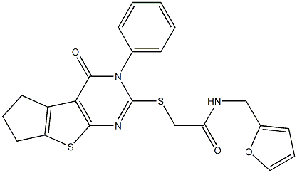 N-(2-furylmethyl)-2-[(4-oxo-3-phenyl-3,5,6,7-tetrahydro-4H-cyclopenta[4,5]thieno[2,3-d]pyrimidin-2-yl)sulfanyl]acetamide Structure