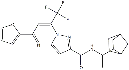 N-(1-bicyclo[2.2.1]hept-2-ylethyl)-5-(2-furyl)-7-(trifluoromethyl)pyrazolo[1,5-a]pyrimidine-2-carboxamide 구조식 이미지