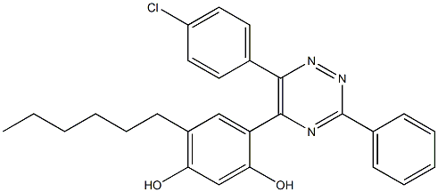 4-[6-(4-chlorophenyl)-3-phenyl-1,2,4-triazin-5-yl]-6-hexyl-1,3-benzenediol Structure