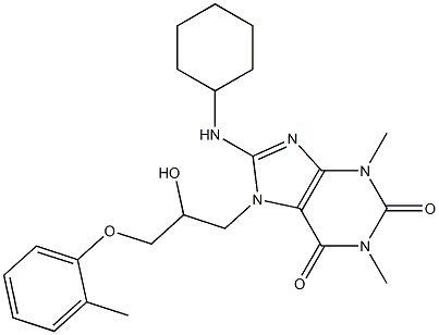 8-(cyclohexylamino)-7-[2-hydroxy-3-(2-methylphenoxy)propyl]-1,3-dimethyl-3,7-dihydro-1H-purine-2,6-dione 구조식 이미지