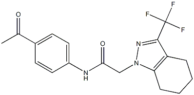 N-(4-acetylphenyl)-2-[3-(trifluoromethyl)-4,5,6,7-tetrahydro-1H-indazol-1-yl]acetamide 구조식 이미지