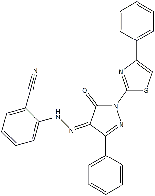 2-{2-[5-oxo-3-phenyl-1-(4-phenyl-1,3-thiazol-2-yl)-1,5-dihydro-4H-pyrazol-4-ylidene]hydrazino}benzonitrile Structure