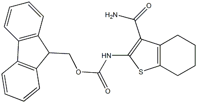 9H-fluoren-9-ylmethyl 3-(aminocarbonyl)-4,5,6,7-tetrahydro-1-benzothien-2-ylcarbamate 구조식 이미지