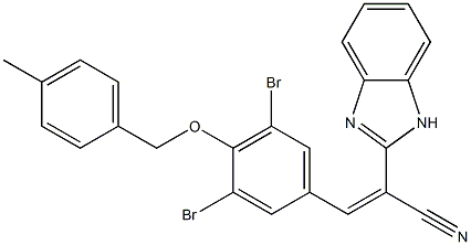 2-(1H-benzimidazol-2-yl)-3-{3,5-dibromo-4-[(4-methylbenzyl)oxy]phenyl}acrylonitrile Structure