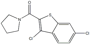 1-[(3,6-dichloro-1-benzothien-2-yl)carbonyl]pyrrolidine 구조식 이미지