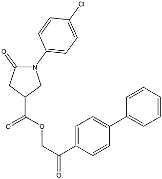 2-[1,1'-biphenyl]-4-yl-2-oxoethyl 1-(4-chlorophenyl)-5-oxo-3-pyrrolidinecarboxylate Structure