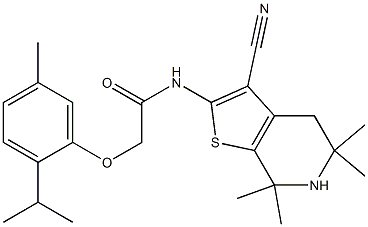 N-(3-cyano-5,5,7,7-tetramethyl-4,5,6,7-tetrahydrothieno[2,3-c]pyridin-2-yl)-2-(2-isopropyl-5-methylphenoxy)acetamide Structure