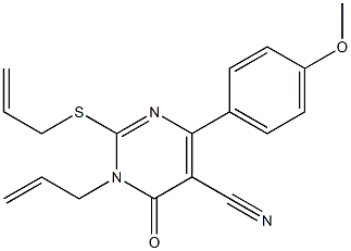 1-allyl-2-(allylthio)-4-(4-methoxyphenyl)-6-oxo-1,6-dihydropyrimidine-5-carbonitrile Structure