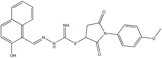 1-(4-methoxyphenyl)-2,5-dioxo-3-pyrrolidinyl 2-[(2-hydroxy-1-naphthyl)methylene]hydrazinecarbimidothioate Structure