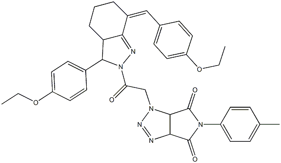 1-{2-[7-(4-ethoxybenzylidene)-3-(4-ethoxyphenyl)-3,3a,4,5,6,7-hexahydro-2H-indazol-2-yl]-2-oxoethyl}-5-(4-methylphenyl)-3a,6a-dihydropyrrolo[3,4-d][1,2,3]triazole-4,6(1H,5H)-dione Structure