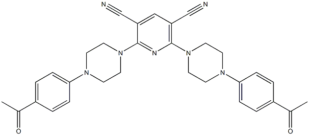 2,6-bis[4-(4-acetylphenyl)-1-piperazinyl]-3,5-pyridinedicarbonitrile 구조식 이미지