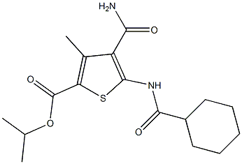 isopropyl 4-(aminocarbonyl)-5-[(cyclohexylcarbonyl)amino]-3-methyl-2-thiophenecarboxylate Structure