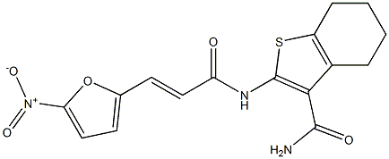 2-[(3-{5-nitro-2-furyl}acryloyl)amino]-4,5,6,7-tetrahydro-1-benzothiophene-3-carboxamide 구조식 이미지