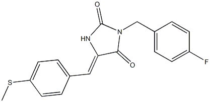 3-(4-fluorobenzyl)-5-[4-(methylsulfanyl)benzylidene]imidazolidine-2,4-dione 구조식 이미지