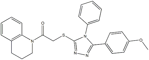 1-({[5-(4-methoxyphenyl)-4-phenyl-4H-1,2,4-triazol-3-yl]sulfanyl}acetyl)-1,2,3,4-tetrahydroquinoline 구조식 이미지