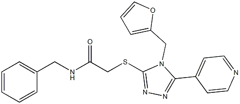 2-{[4-(furan-2-ylmethyl)-5-pyridin-4-yl-4H-1,2,4-triazol-3-yl]sulfanyl}-N-(phenylmethyl)acetamide 구조식 이미지