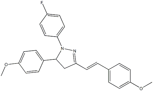 1-(4-fluorophenyl)-5-(4-methoxyphenyl)-3-[2-(4-methoxyphenyl)vinyl]-4,5-dihydro-1H-pyrazole 구조식 이미지