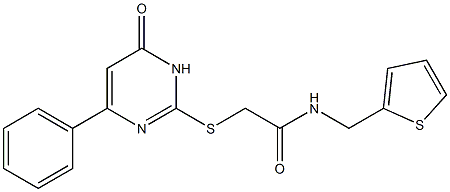 2-[(6-oxo-4-phenyl-1,6-dihydro-2-pyrimidinyl)thio]-N-(2-thienylmethyl)acetamide 구조식 이미지