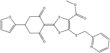 methyl 2-[4-(2-furyl)-2,6-dioxocyclohexylidene]-5-[(2-pyridinylmethyl)sulfanyl]-1,3-dithiole-4-carboxylate Structure