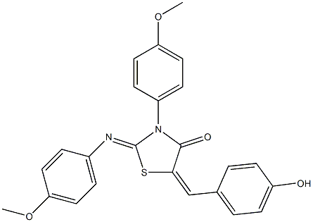 5-(4-hydroxybenzylidene)-3-(4-methoxyphenyl)-2-[(4-methoxyphenyl)imino]-1,3-thiazolidin-4-one Structure