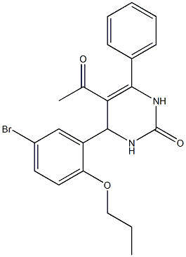 5-acetyl-4-(5-bromo-2-propoxyphenyl)-6-phenyl-3,4-dihydropyrimidin-2(1H)-one 구조식 이미지