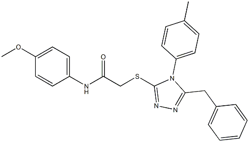 2-{[5-benzyl-4-(4-methylphenyl)-4H-1,2,4-triazol-3-yl]sulfanyl}-N-(4-methoxyphenyl)acetamide 구조식 이미지