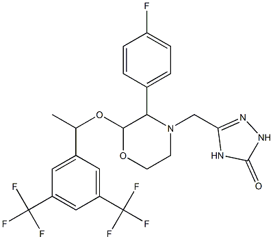 5-[2(S)-[1(RS)-[3,5-Bis(trifluoromethyl)-phenyl]ethoxy]-3(S)-(4-fluorophenyl)-morpholin-4-yl-methyl]-3,4-dihydro-2H-1,2,4-triazol-3-one. 구조식 이미지