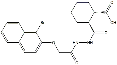 (1S,2R)-2-[(2-{2-[(1-bromo-2-naphthyl)oxy]acetyl}hydrazino)carbonyl]cyclohexanecarboxylic acid 구조식 이미지