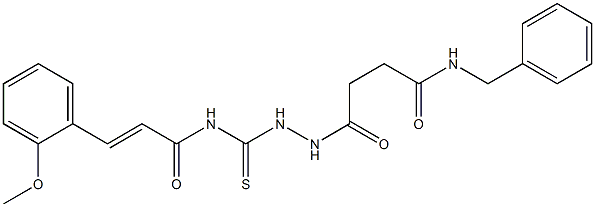 (E)-N-({2-[4-(benzylamino)-4-oxobutanoyl]hydrazino}carbothioyl)-3-(2-methoxyphenyl)-2-propenamide 구조식 이미지