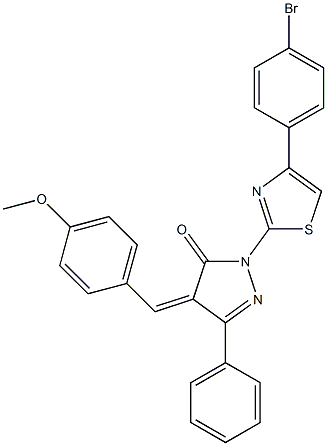 1-[4-(4-bromophenyl)-1,3-thiazol-2-yl]-4-[(Z)-(4-methoxyphenyl)methylidene]-3-phenyl-1H-pyrazol-5-one Structure