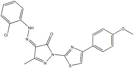1-[4-(4-methoxyphenyl)-1,3-thiazol-2-yl]-3-methyl-1H-pyrazole-4,5-dione 4-[N-(2-chlorophenyl)hydrazone] 구조식 이미지