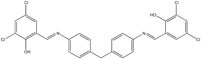 2,4-dichloro-6-({[4-(4-{[(E)-(3,5-dichloro-2-hydroxyphenyl)methylidene]amino}benzyl)phenyl]imino}methyl)phenol Structure