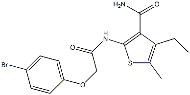 2-{[2-(4-bromophenoxy)acetyl]amino}-4-ethyl-5-methyl-3-thiophenecarboxamide 구조식 이미지