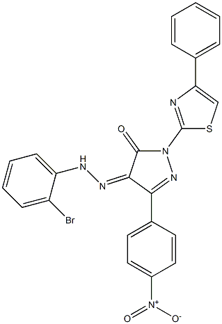 3-(4-nitrophenyl)-1-(4-phenyl-1,3-thiazol-2-yl)-1H-pyrazole-4,5-dione 4-[N-(2-bromophenyl)hydrazone] Structure