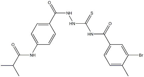 3-bromo-N-({2-[4-(isobutyrylamino)benzoyl]hydrazino}carbothioyl)-4-methylbenzamide 구조식 이미지