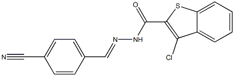 3-chloro-N'-[(E)-(4-cyanophenyl)methylidene]-1-benzothiophene-2-carbohydrazide 구조식 이미지