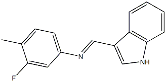 N-(3-fluoro-4-methylphenyl)-N-[(E)-1H-indol-3-ylmethylidene]amine 구조식 이미지